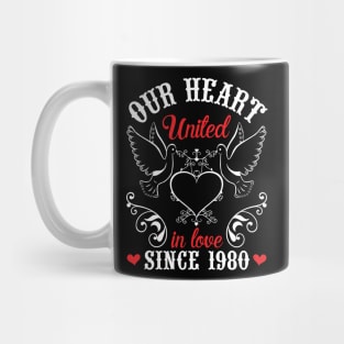 Our Heart United In Love Since 1980 Happy Wedding Married Anniversary 40 Years Husband Wife Mug